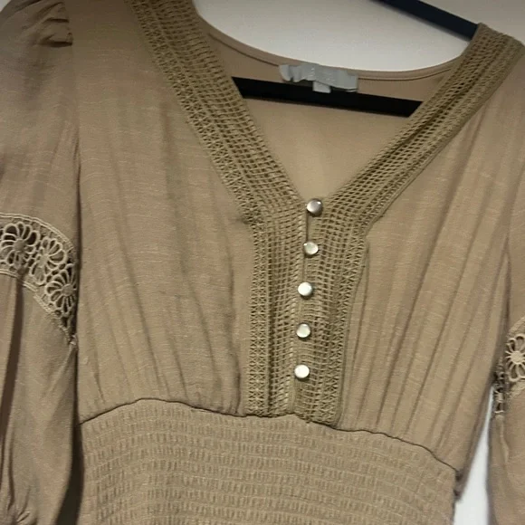 Beige Crochet Detail Dress - Picture 5 of 7